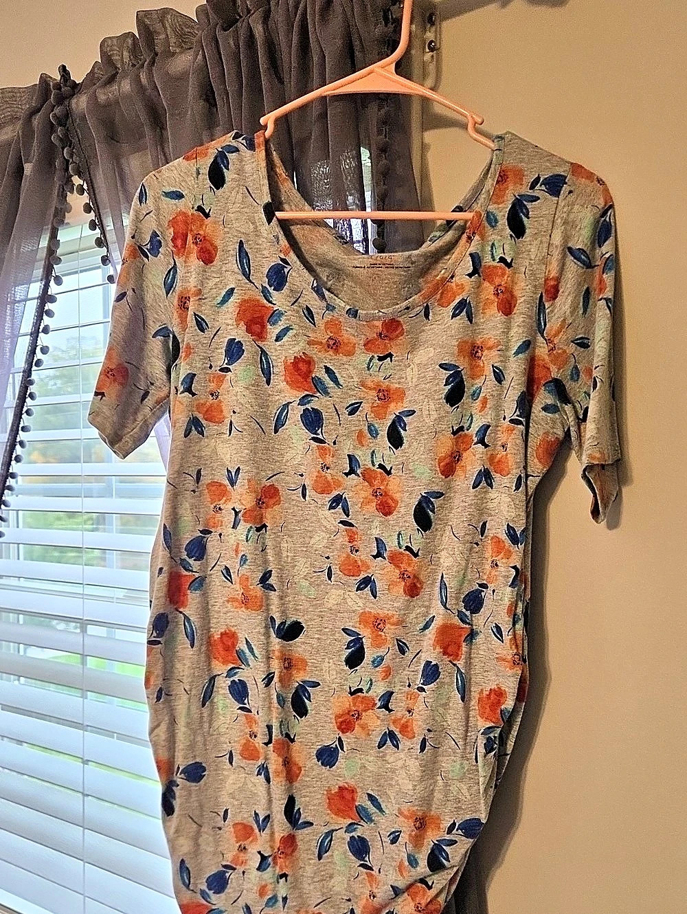 Motherhood Maternity Tossed Floral Ruched Side T-Shirt Floral Tunic